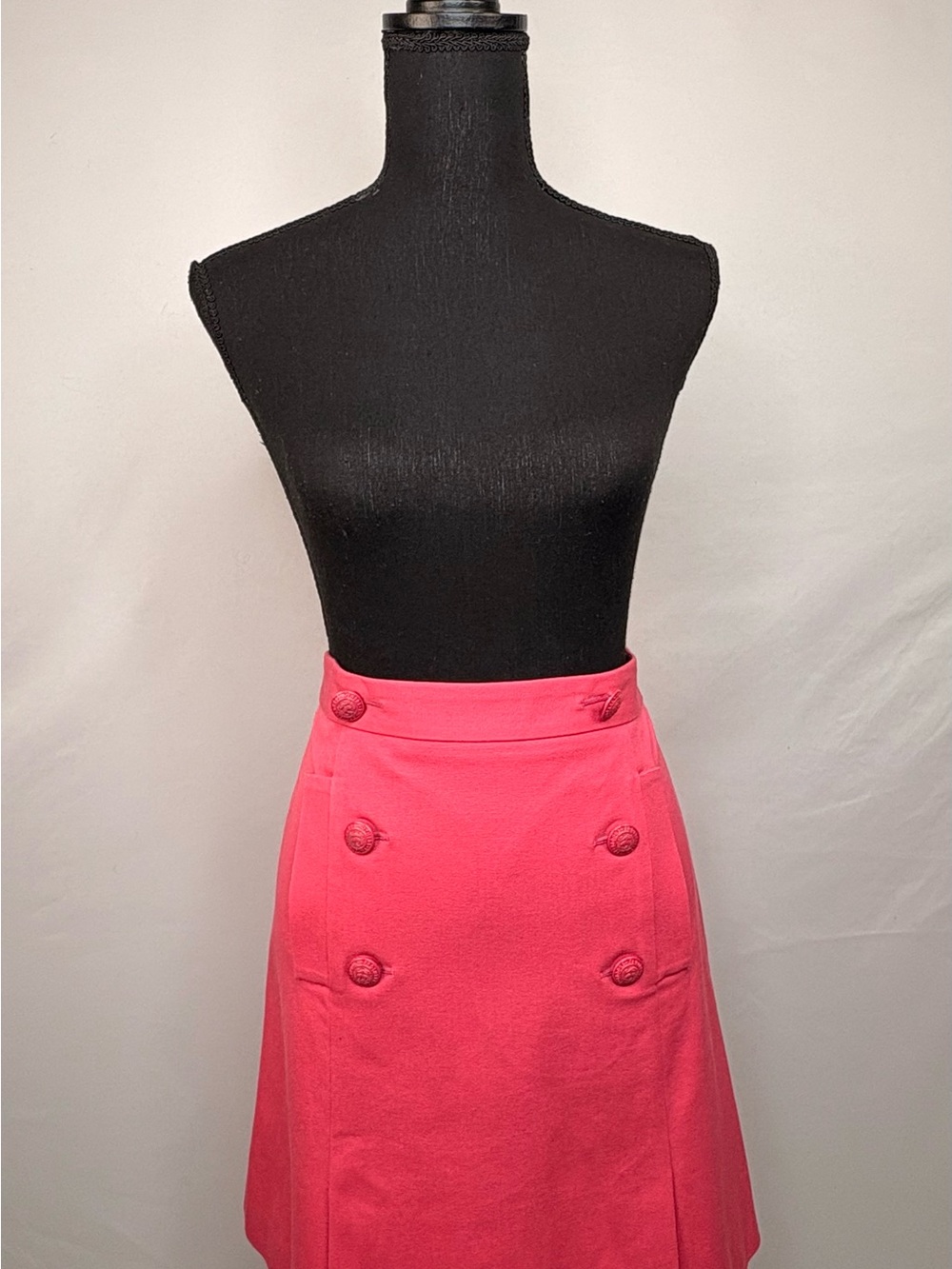 Hot Pink Double-Button A-Line Skirt